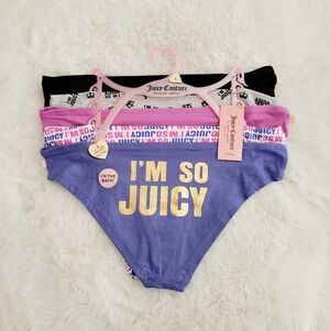 JUICY COUTURE BRAND NEW 5-PACK COTTON SPANDEX PANTIES SIZE L